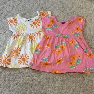 Old Navy 100% Cotton Infant Dresses Set of 2~ 3-6M Floral and Sunburst